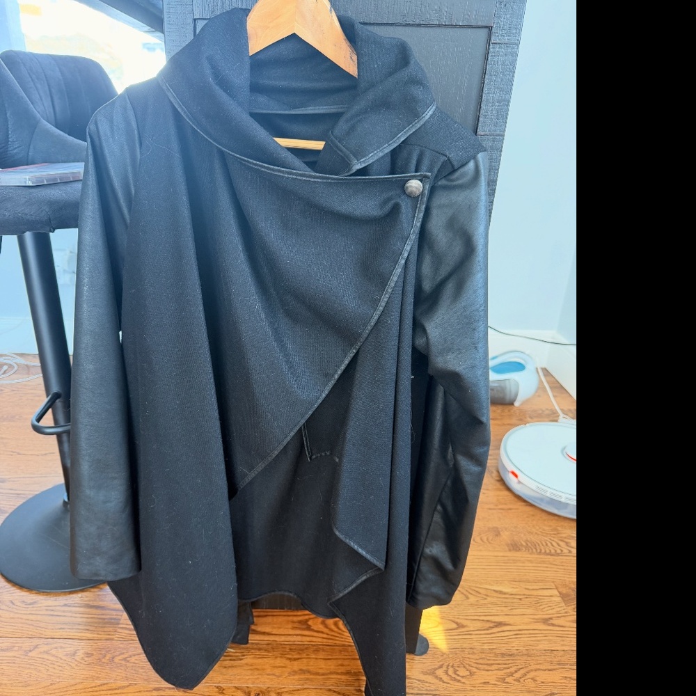 Trench Coat with Faux Leather Arms